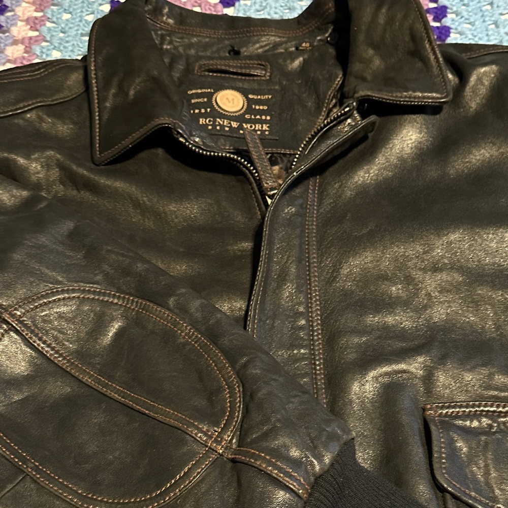 Andrew Marc Dark Brown Leather Bomber Jacket
